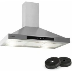 Klarstein Cooker Extractor Hood Recirculation 90cm, Transparent, Silver