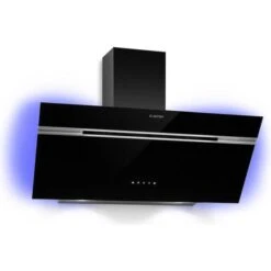 Klarstein Extractor Hood 90cm 600 Display Ambient Light, Black, Transparent