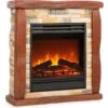 Klarstein Lienz Electric Fireplace 1800W Stone Decor Polystone Remote Control Red Brown -Klarstein Klarstein Lienz Electric Fireplace 1800W Stone Decor Polystone Remote Control Red Brown